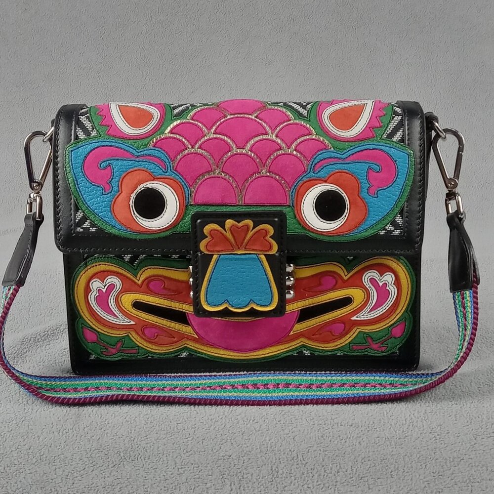 ULTRA RARE Colorful ETRO Dragon Face SHOULDER BAG 1H715 7882 02 02 2018 LAST ONE